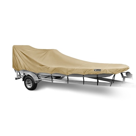 Eevelle Boat Cover V HULL FISHING Center Console, Poling Platform w/ Outboard 19ft 6in L 96in W Khaki SFVCCP1996B-KHA